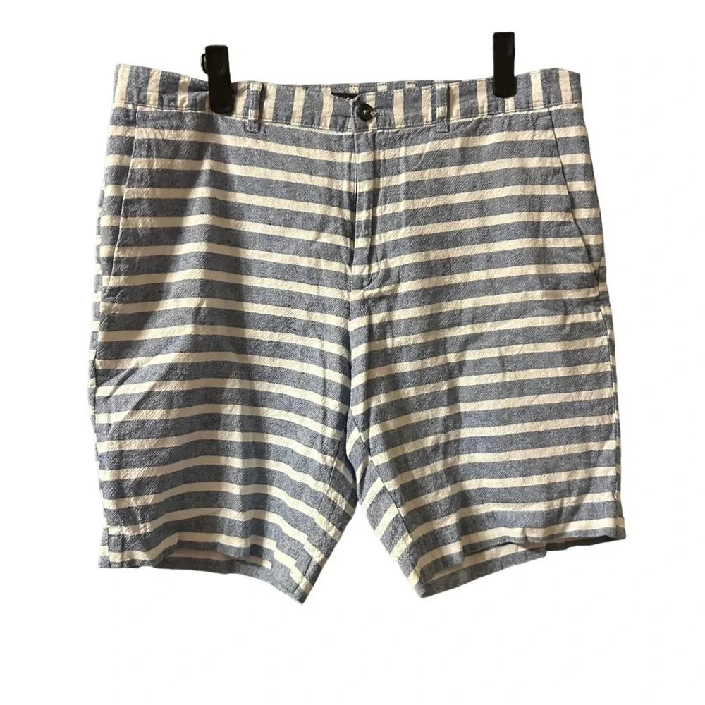 MICHAEL KORS LINEN BLEND STRIPED BERMUDA SHORTS